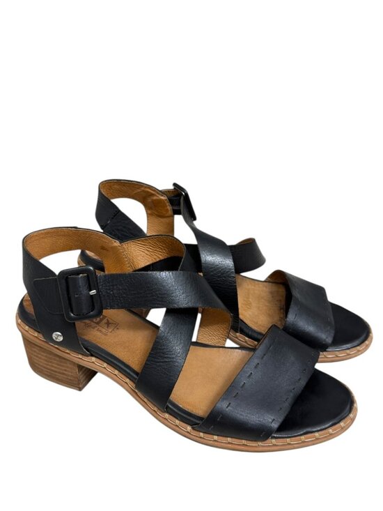 PIKOLINOS Shoes - Pikolinos Blane Leather Stacked Heel Die-Cut Straps Women's Sandals Size 8.5